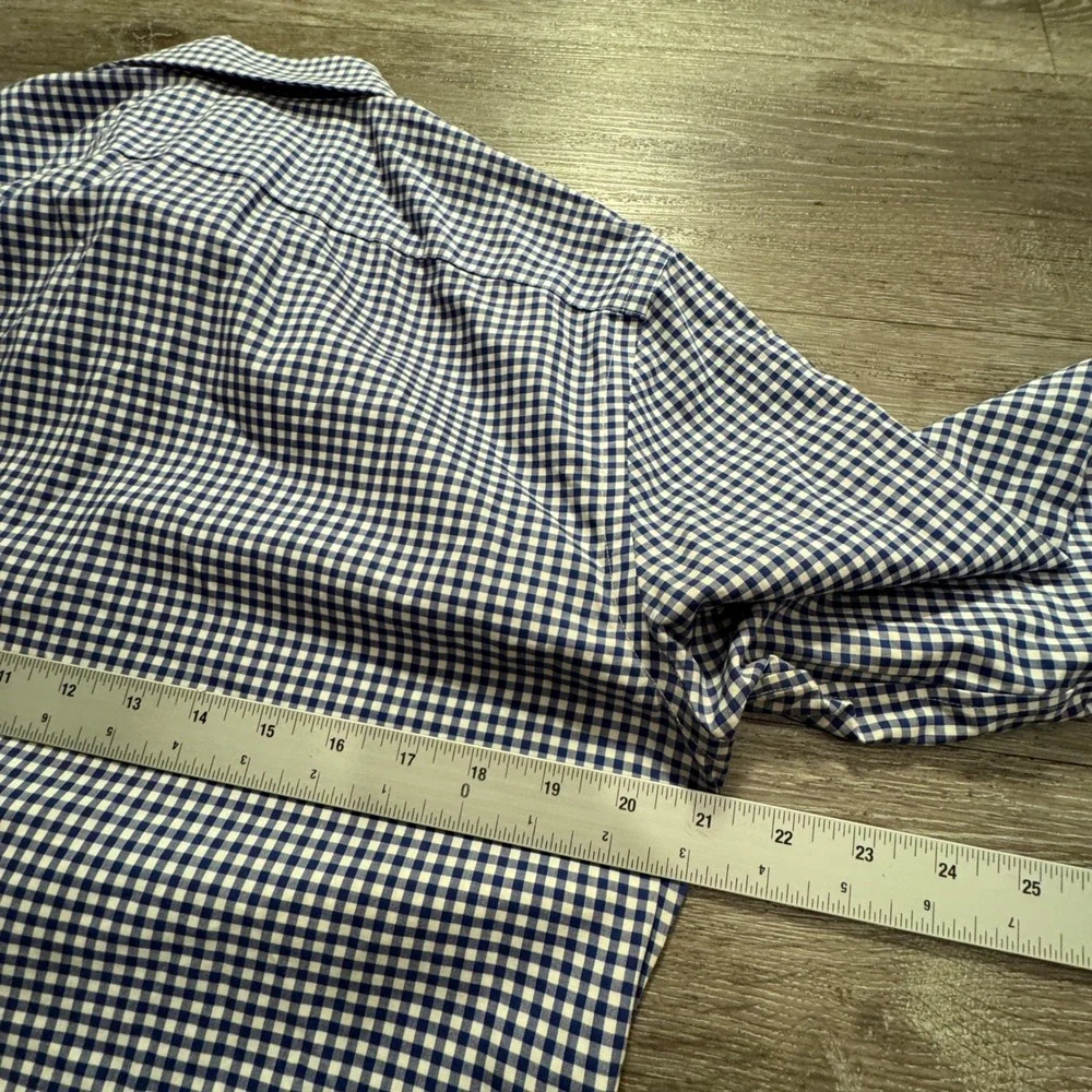 Banana Republic Shirt Mens M Blue Cotton Grant Slim Fit Gingham Preppy Casual